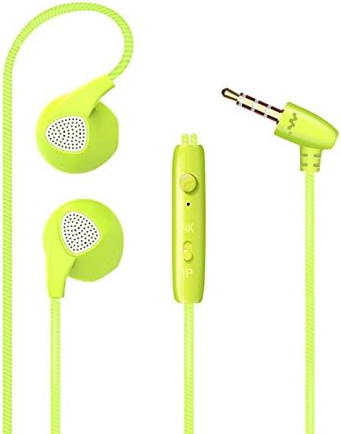 HONGBIAO Universal Multipurpose bass ear wire headset with microphone HD, HD calls at any time, lightweight, waterproof, 3.5MM plug (Green)