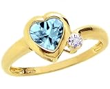 14K Yellow or White Gold Simply Heart Gemstone Ring-Sky Blue Topaz-full, half sizes from 5-8.5