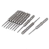 uxcell マイナスドライバービット フラット/スロット 磁気 5mm ラウンドシャンク 10個入り
