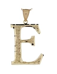 14k Real Gold Unique Design Letter E Diamond Cut Initial Charm Pendant