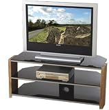 Hollyhurst Walnut and Black Glass Corner TV Stand