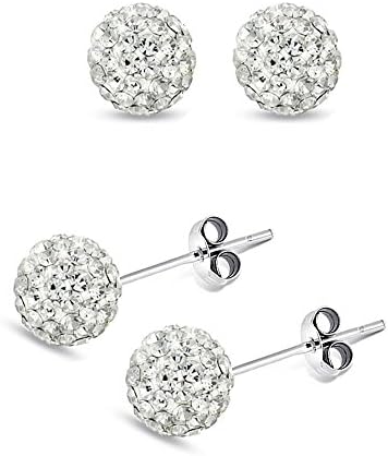 4mm Each Genuine Sterling Silver Stud Earrings. Handset Crystal Round Cz Stones