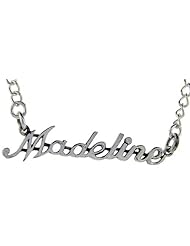 Sterling Silver MADELINE Name Necklace 3/8 inch, 17 inches long