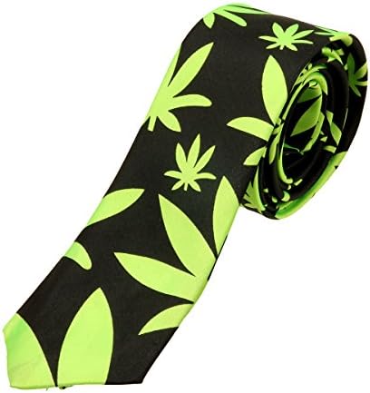 Unisex 2" Retro Style Skinny Tie-Various Color Fashion Necktie (Black&amp;Neon Green)