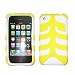 YELLOW FISHBONE on WHITE SILICONE slip on cover case for Apple iPhone 1st GEN
