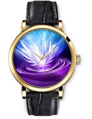 SPRAWL Aanalog Fashion Series Gold Ladies Watches of Genuine Black Leather Strap,Unique Wrist Watch for Women Girls Designed with Beautiful flower coming out of a spiral