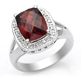 14k White Gold Cushion-Cut Garnet and Diamond Ring