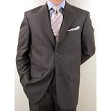 Modern Italian 2 Button 2pc Mens Suit Merino Wool 140s Brown Stripe