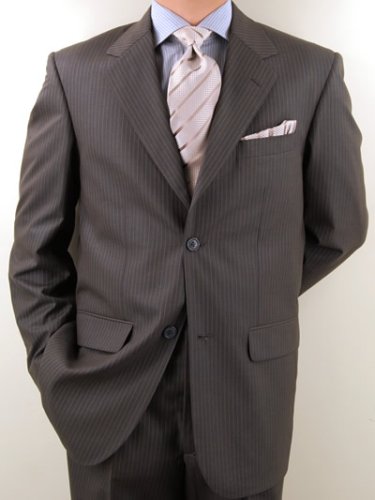 ~LIMITED TIME OFFER~NEW Mario Italian 2 button Men Suits Wool 140S~highest Quality & Best Fit Guaranteed~Brown Stripe