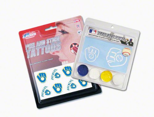 Milwaukee Brewers Face Paint and Tattoo Pack at Amazon.com