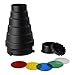 Fotodiox Conical Snoot for Bowens S-Type Bayonet, Calumet and Compatible Monolight Strobe Heads - Includes 20-Degree Honeycomb Grid and Color Gels