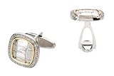 14K Yellow Gold and Sterling Silver Diamond Alligator Cuff Links