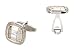 14K Yellow Gold and Sterling Silver Diamond Alligator Cuff Links