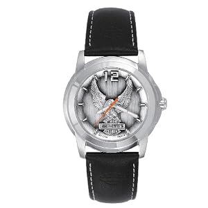 Harley-Davidson® Bulova® Men's Watch. Raise pewter dial. 76A12