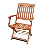 VIFAH V505 / V513 Outdoor Wood Folding Arm Chair, Natural Wood Finish, 21 by 22 by 36 inch