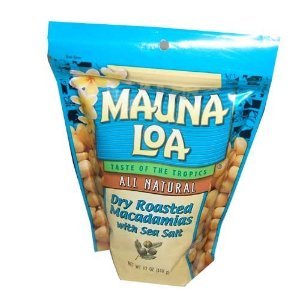 Mauna Loa Macadamia Nuts, Dry Roasted with Sea Salt, Large 12-Ounce (Resealable Bag)