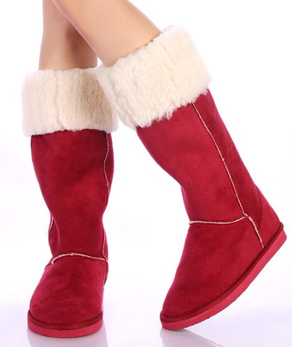 Shearling Vegan Cuff Knee High Boot