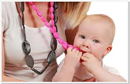 Baby Teething Silicone Necklace Best Teether That You Wear - Safe Soothing For Those Sore Gums (Snow)