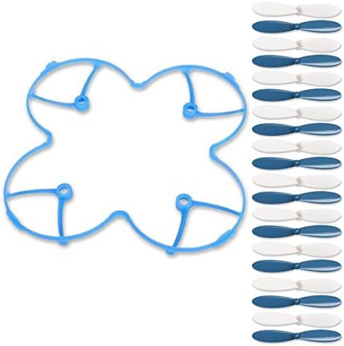 Alwayswish 20pcs Propeller Blades(Blue and White) and 1pcs Protection Guard Cover (Blue)for Hubson X4 H107C H107D Quadcopter Airplane.