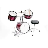 AB 3 Piece Kids Drumset With Cymbal, Pedal, Throne, and Drumsticks - Pink