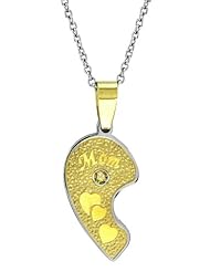 Part 1 of 2 - MOM November Citrine Sterling Silver Personalized Mom and Daughter Heart Pendant - P811