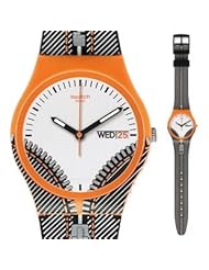 Swatch Follow Up White Dial Grey Rubber Unisex Watch GO701