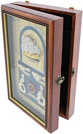 JustNile Hanging Key Cabinet - Rustic Nautical-Themed Sailboat & Knots