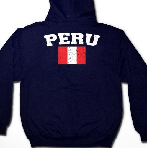 Peru Flag International Soccer Sweatshirt, Peruvian National Pride Mens Pullover Hoodie