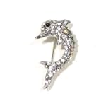 SAVE $40 - AB Clear Austrian Rhinestone Dolphin Silver-Plated Brooch Pin $9.95