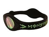 Monster Energy Bracelet Wristband BLACK w/ GREEN Letters (Large 8") Power - Energy - Strength - Balance