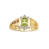 10K Yellow/White Gold 0.01 ct. Diamond and 6 x 4 MM Oval Shaped Peridot Ring