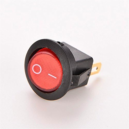GQE Rocker Switch Light Cover Led Waterproof Interior 3 pin Round Button 12V 16A For Automotive Truck Illuminated (Red, 10 pcs)
