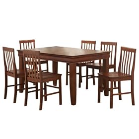 Walker Edison 7-Piece Fancy Solid Wood Dining Set, Brown