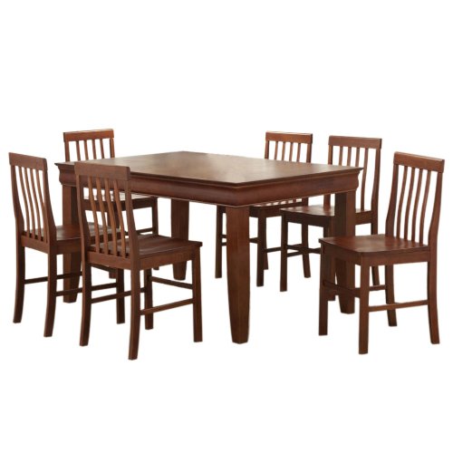 Walker Edison 7 Piece Fancy Solid Wood Dining Set, Brown 41KrwE8%2BEBL Walker Edison 7 Piece Fancy Solid Wood Dining Set, Brown