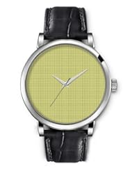 SPRAWL Aanalog Fashion Series Silver Ladies Watches of Genuine Black Leather Strap,Unique Wrist Watch for Women Girls Designed with Yellowish small bars