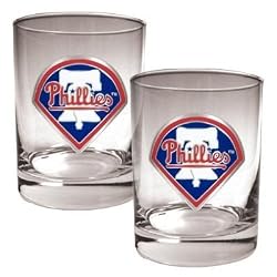 Philadelphia Phillies 2pc Rocks Glass Set - Primary Logo MLB Baseball