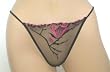Ladies Nylon Spandex Mesh Embroidered Thong. Choice of many colors and combinations. Sizes M-XL