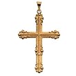 14K Yellow Gold Cross Pendant - 44.00x31.50mm