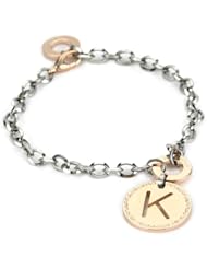 Rebecca "Word" Rose Gold Over Bronze Letter "K" Bracelet