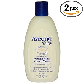 Aveeno Baby Soothing Relief Creamy Wash, Fragrance Free, 8 Ounce Bottle (Pack of 2)