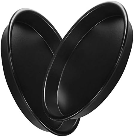2 Packs Pizza Tray Pan Baking Platters Non-Stick Black Aluminum Alloy,1 Deep Dish,1 Shallow Dish,11"