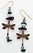 Dragonfly Earrings - Copper with Gemstone Beads title=