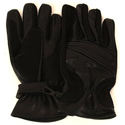Men's Leather Light Mesh Padded Biker Driver Gloves