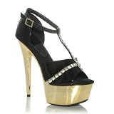 6 Inch Platform High Heel Shoes Gold Metalic Pyramid Studs Sexy Sandals