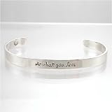 DO WHAT YOU LOVE, Sterling Silver Cuff Bracelet with Heart Design, #8893