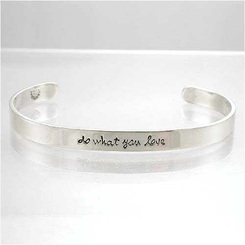 DO WHAT YOU LOVE, Sterling Silver Cuff Bracelet with Heart Design, #8893