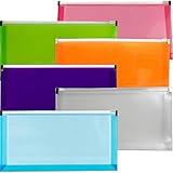 JAM Paper&reg; Assorted Plastic Booklet Wallet Envelopes w/ Zipper Closure - #10 Business (5" x 10") - Assorted Colors - 6 Zip Envelopes per Pack