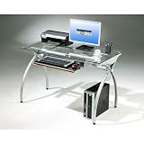TECHNI MOBILI Alterna Glass Top Metal Computer Desk
