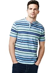 North Coast Pure Cotton Grandad Collar Varied Striped T-Shirt