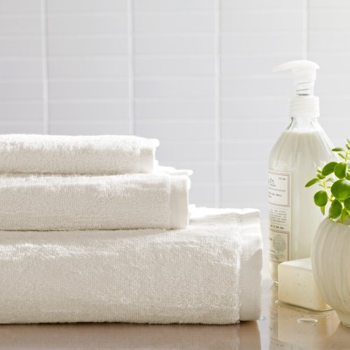 Portico Organic Slub Wash Towel, 13 by 13-Inch, Shell